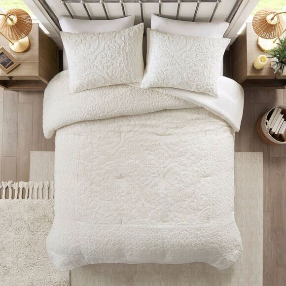 Madison Park Other - Madison Park. Cream Quilted Comforter Set with Embossed Medallion Pattern